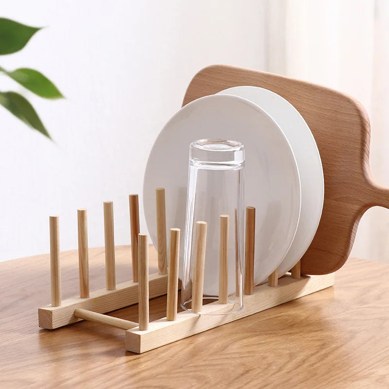 Wooden Plate Storage Rack