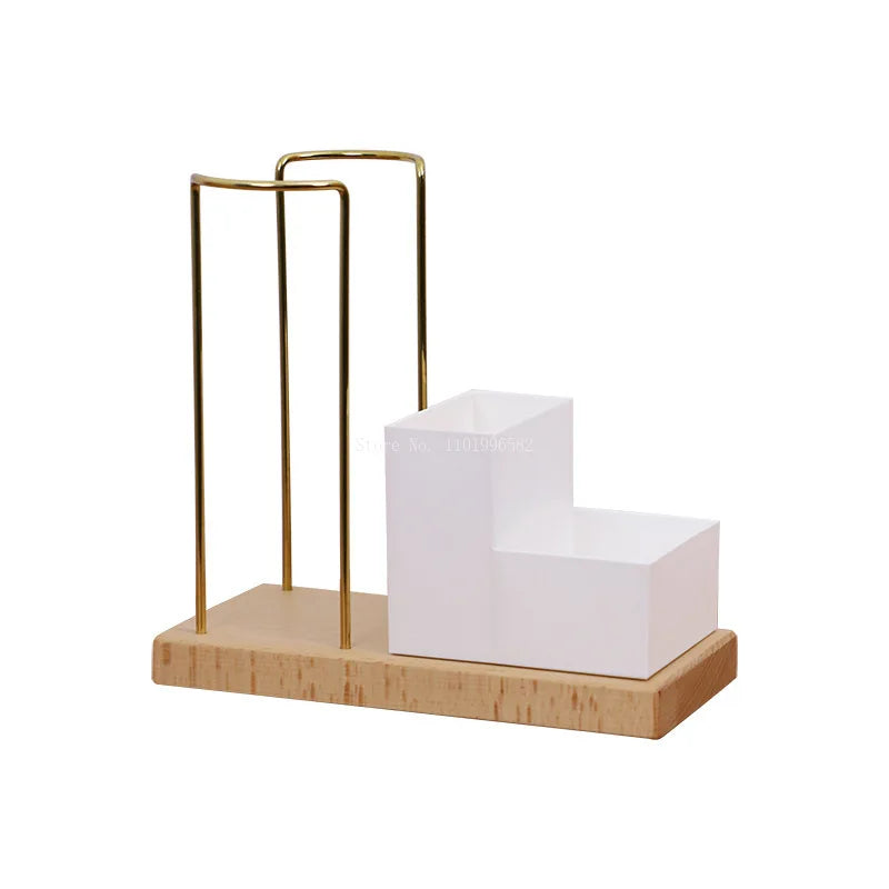 Wood Brass Cup Rack