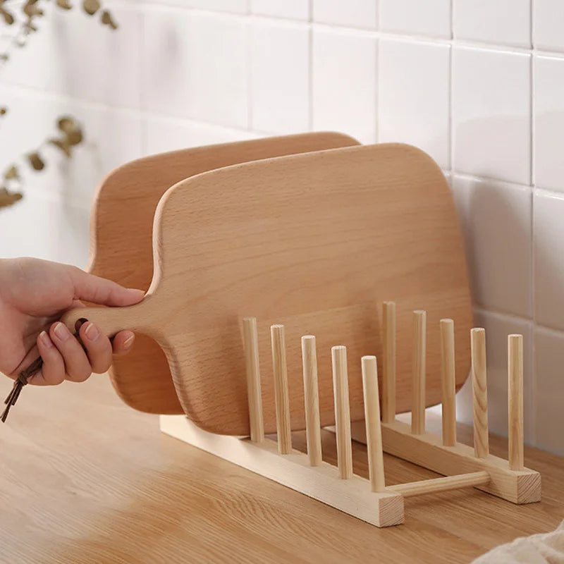 Wooden Plate Storage Rack