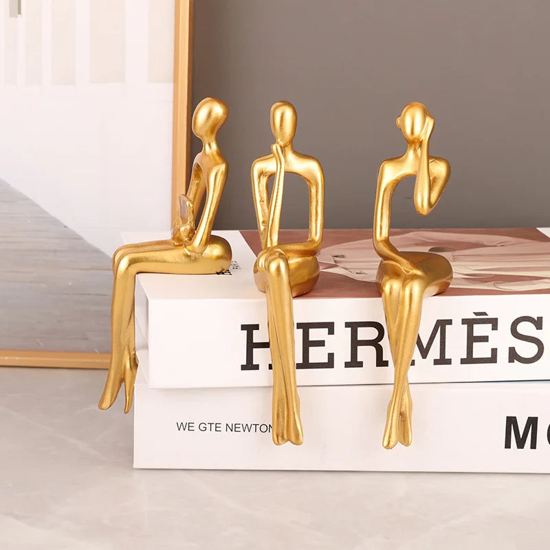 Set of 3 The Thinker Art Sculpture