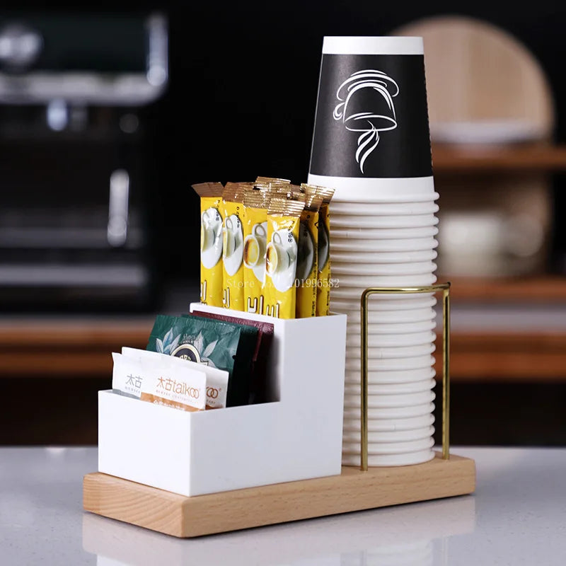Wood Brass Cup Rack