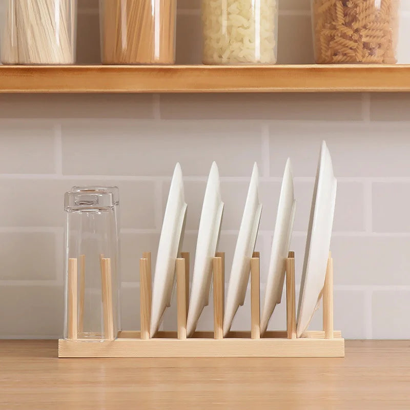 Wooden Plate Storage Rack