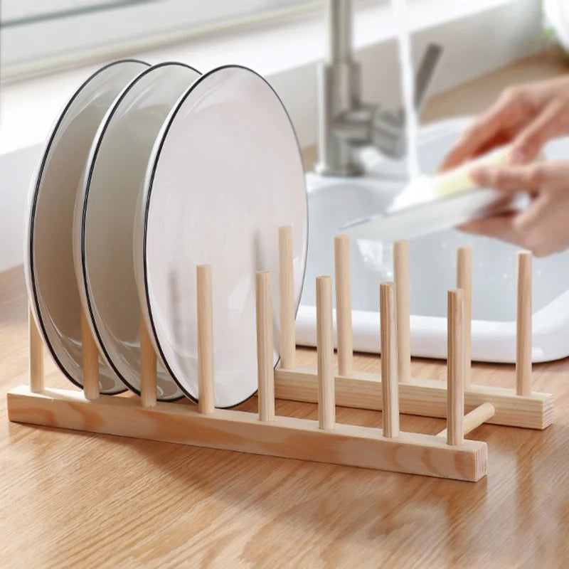 Wooden Plate Storage Rack