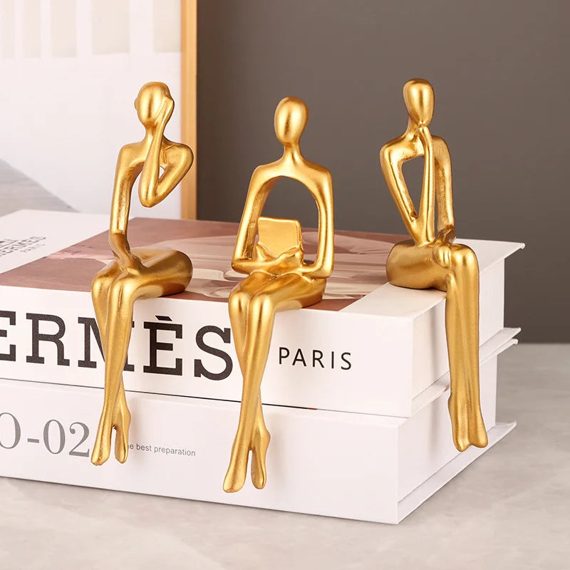 Set of 3 The Thinker Art Sculpture