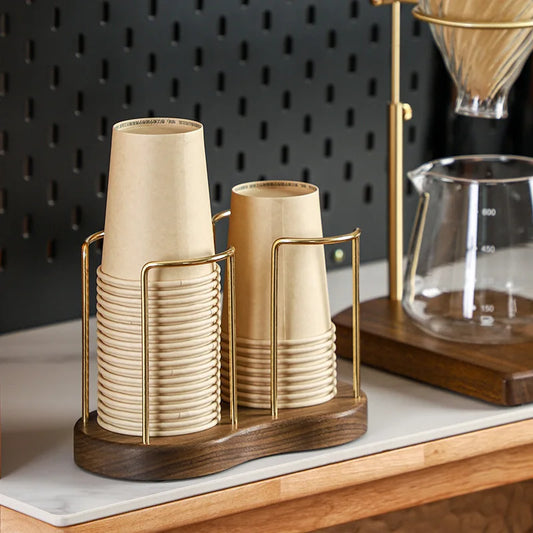 Wood Brass Cup Rack