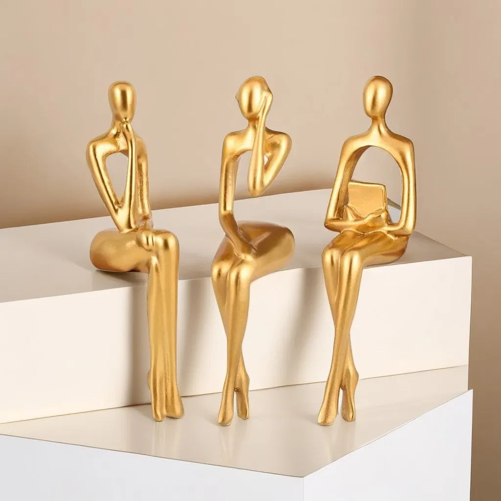Set of 3 The Thinker Art Sculpture