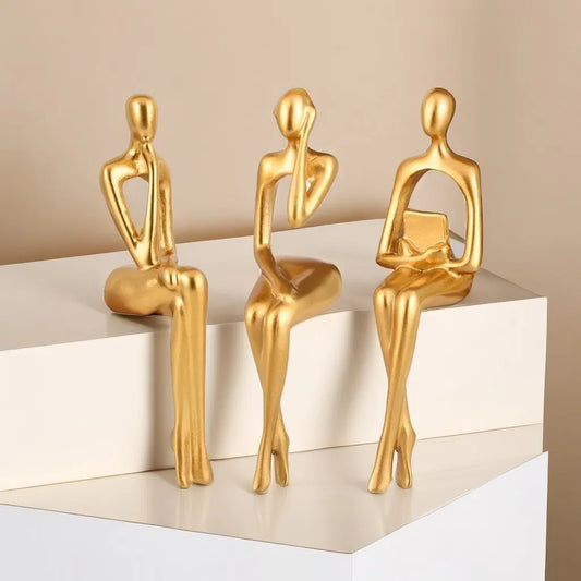 Set of 3 The Thinker Art Sculpture